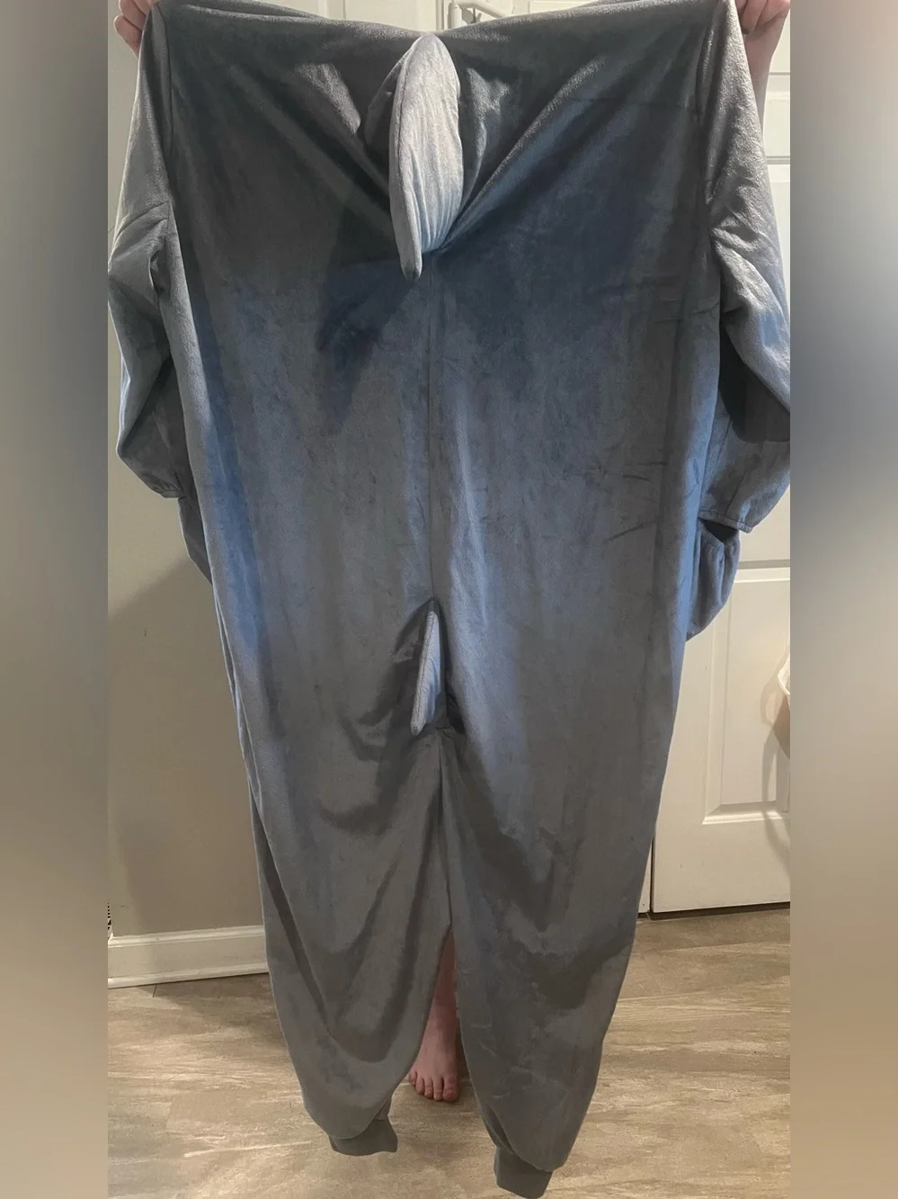 Plush Shark Onesie - Light Gray & White - Picture 10 of 15